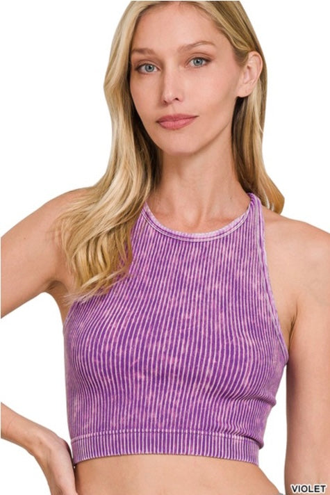 Washed Ribbed Seamless crop top