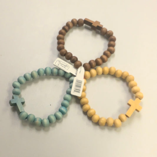 Threads of Faith bracelet wooden bead cross