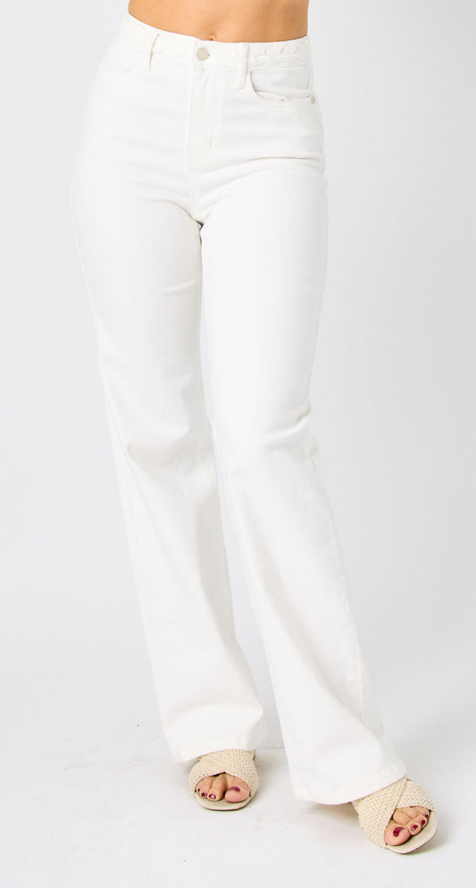 Judy Blue High Waisted Braided Detail White Plus Size