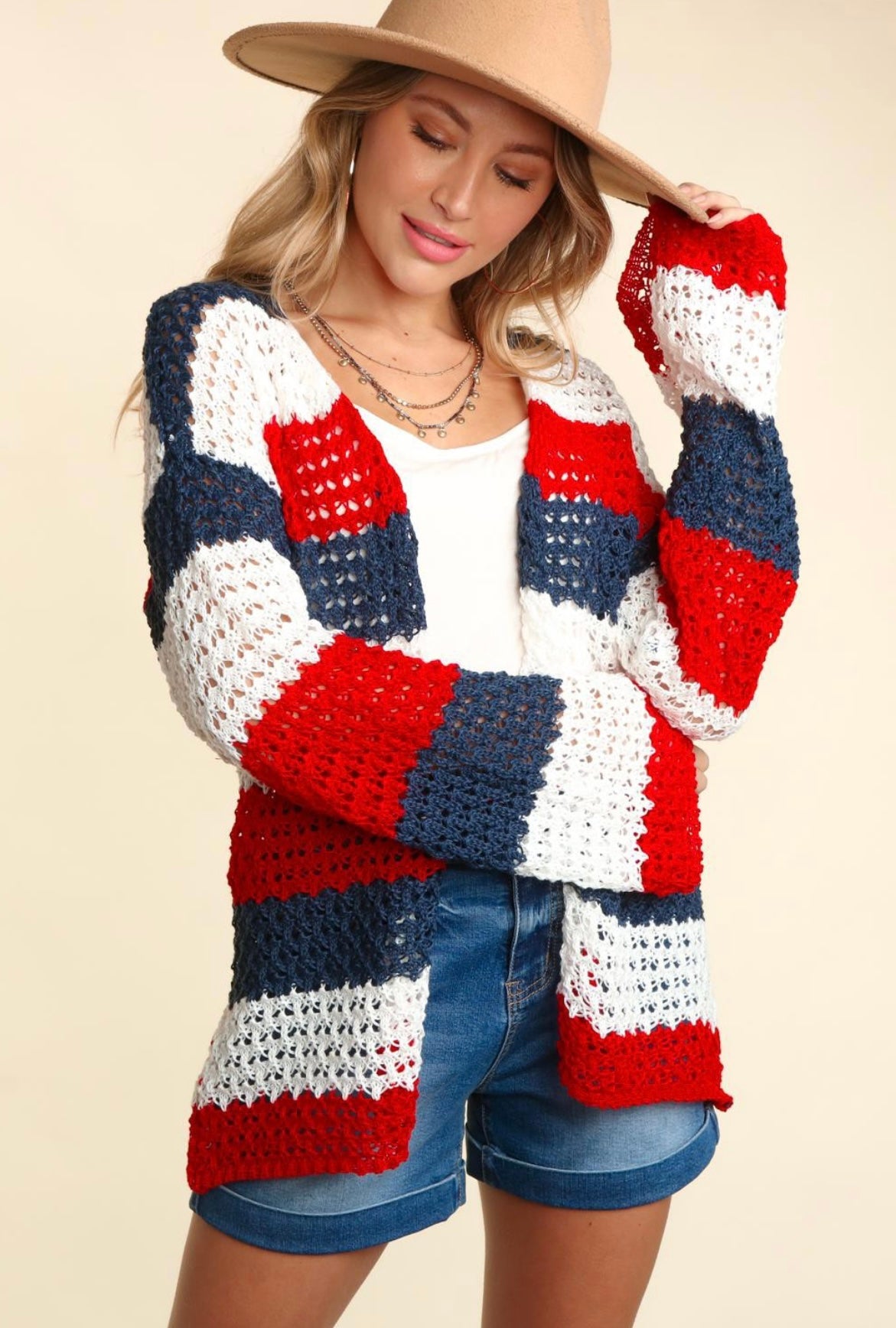 Haptics Long Sleeve Crochet Multi Color Cardigan