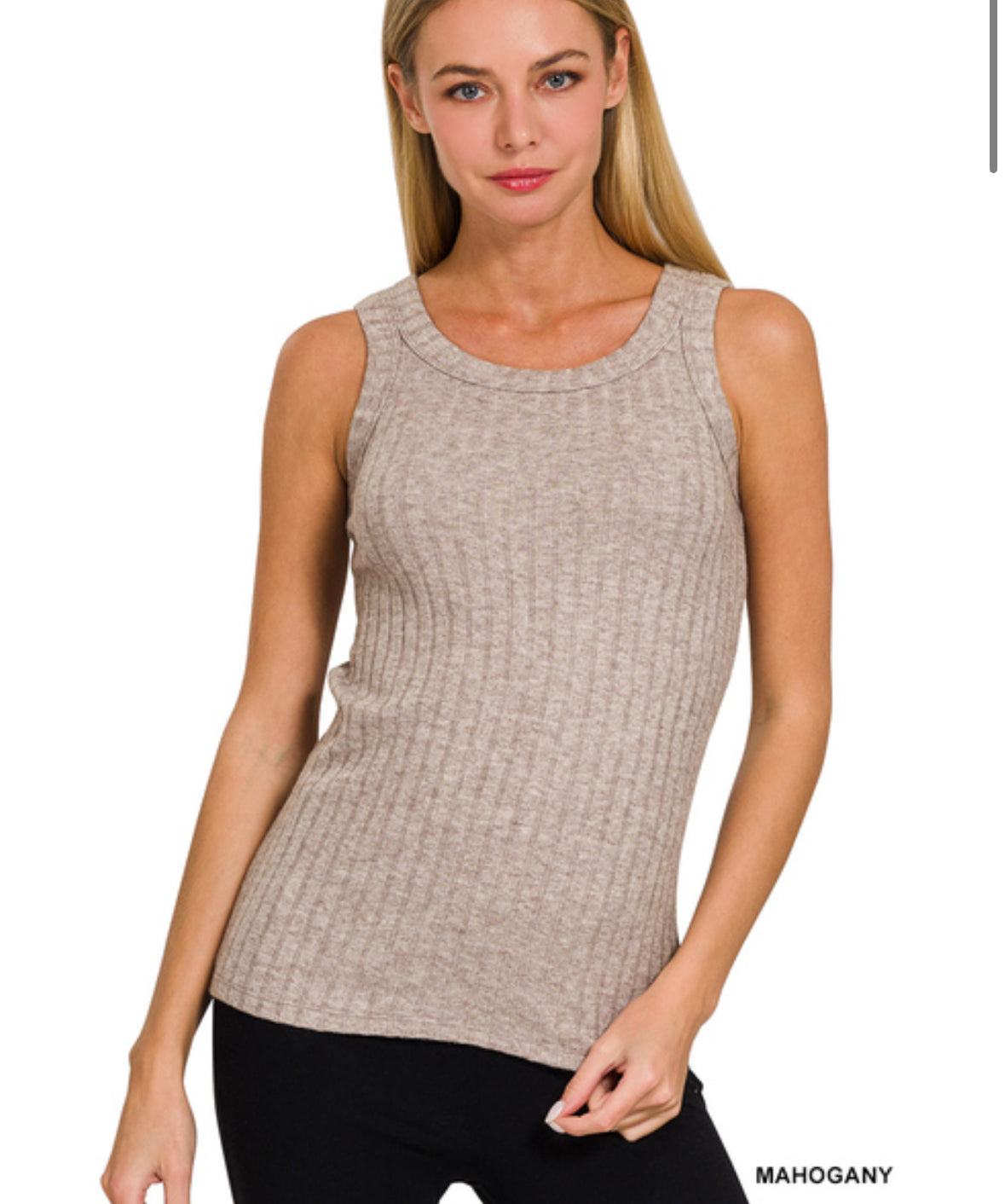 ZENANA RIBBED SCOOP NECK
SLEEVELESS TOP