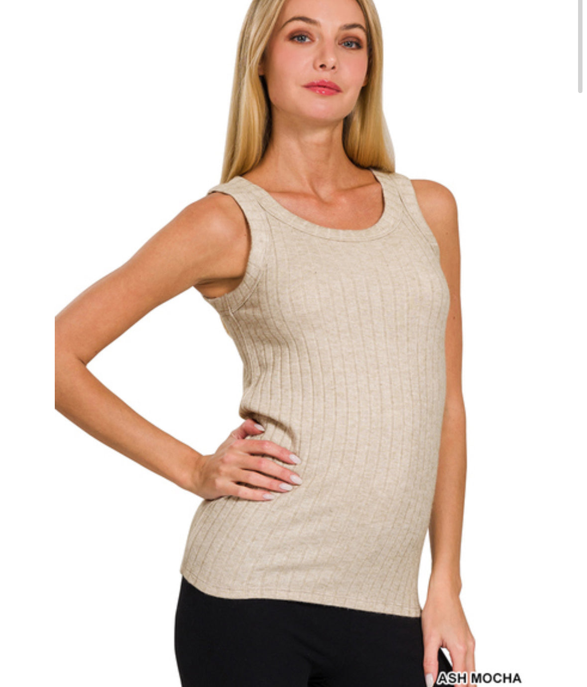 ZENANA RIBBED SCOOP NECK
SLEEVELESS TOP