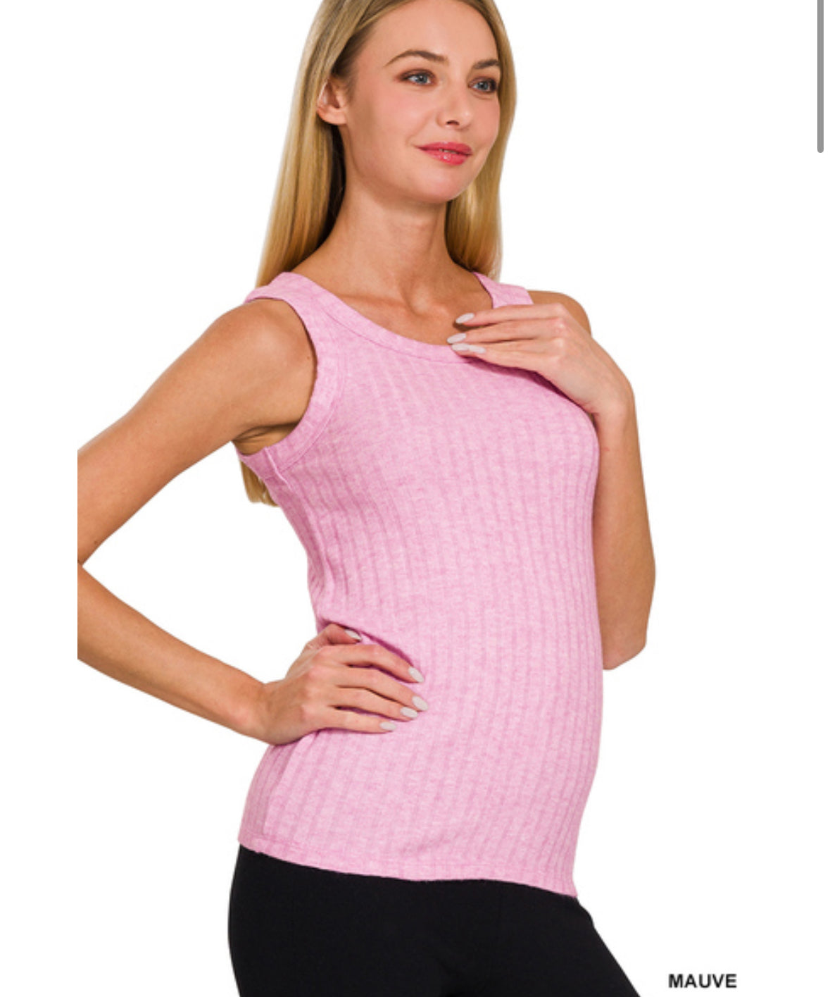 ZENANA RIBBED SCOOP NECK
SLEEVELESS TOP