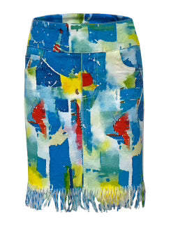 Ethyl Pull On Skirt with Fray Print