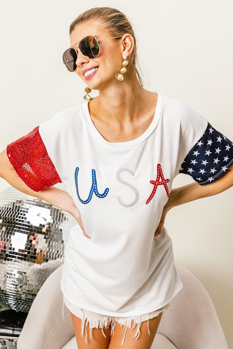 BiBi Fourth Of July Embroidery Top