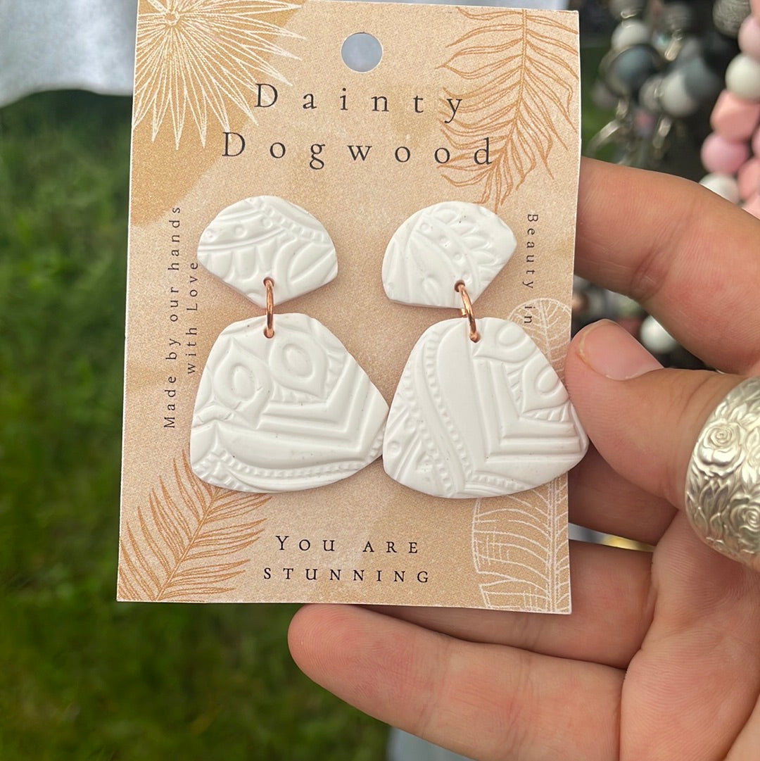 Dainty Dogwood White Clay Earrings